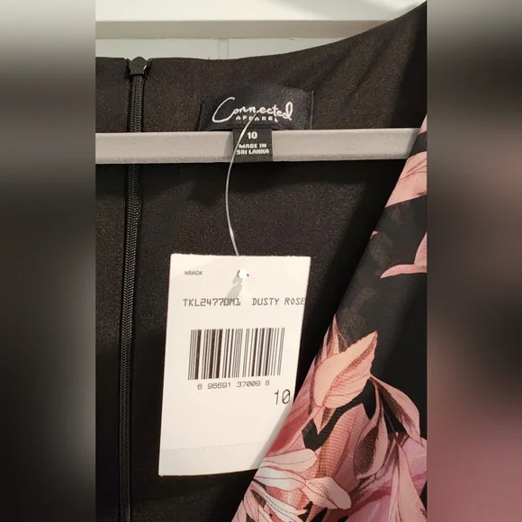 Connected Apparel Pink and Black Sleeveless V-Neck Midi Dress - Picture 5 of 5